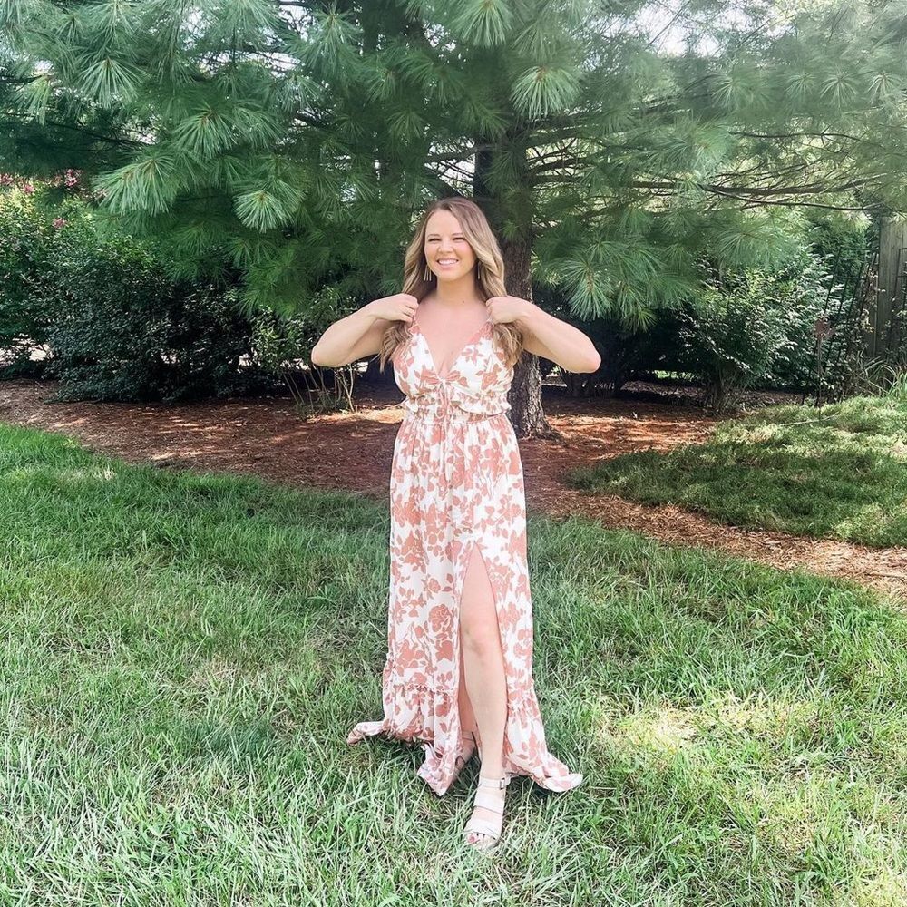 Floral Ruffle Cut Out Maxi Dress - Picture 2 of 11